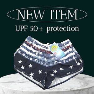 New UPF 50+ protection sport patriotic shorts women size M